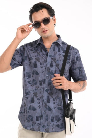 Navy Matrix Digital Print Shirt - model_poseposition_of_shirtporduct_type