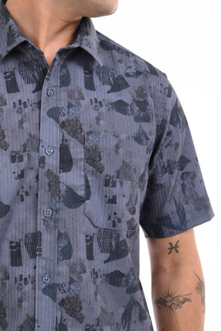 Navy Matrix Digital Print Shirt - model_poseposition_of_shirtporduct_type