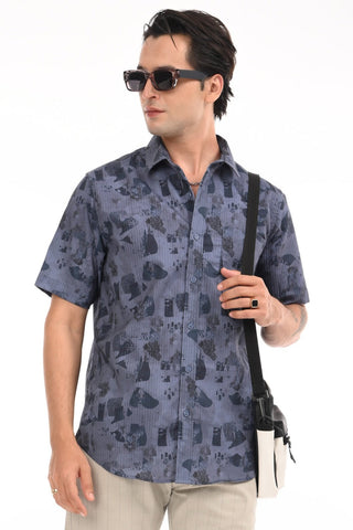 Navy Matrix Digital Print Shirt - model_poseposition_of_shirtporduct_type