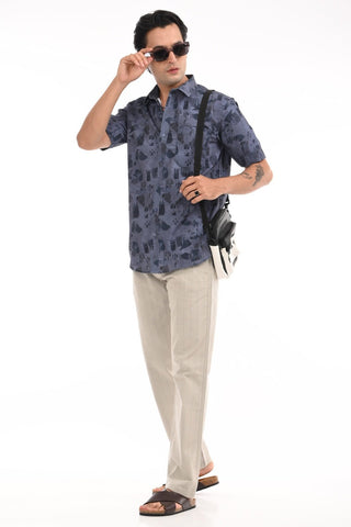 Navy Matrix Digital Print Shirt - model_poseposition_of_shirtporduct_type