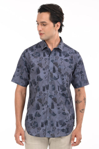 Navy Matrix Digital Print Shirt - model_poseposition_of_shirtporduct_type