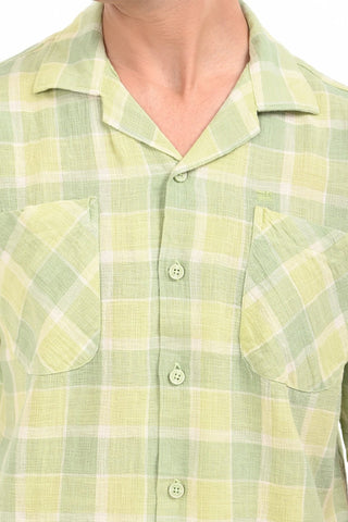 Neon Nautica Checkered Oversized Cotton Shirt - model_poseposition_of_shirtporduct_type
