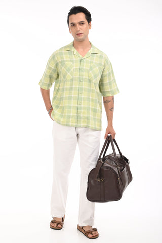 Neon Nautica Checkered Oversized Cotton Shirt - model_poseposition_of_shirtporduct_type