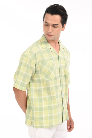 Neon Nautica Checkered Oversized Cotton Shirt - model_poseposition_of_shirtporduct_type