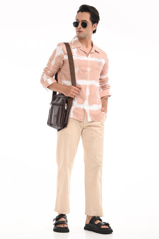 Ochre Orange Printed Kurta Style Shirt - model_poseposition_of_shirtporduct_type