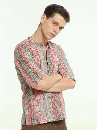 Olive Blush Drop Shoulder Kurta - model_poseposition_of_shirtporduct_type