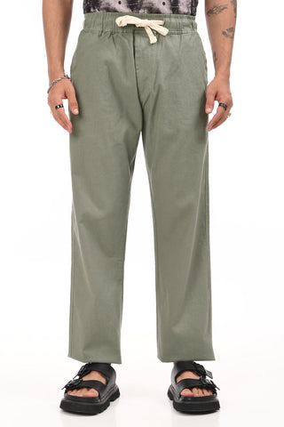 Olive Green Linen Blend Straight Fit Trouser - model_poseposition_of_shirtporduct_type