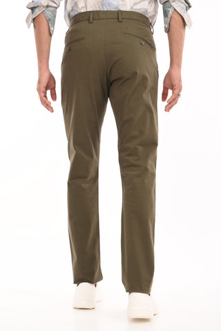 Olive Green Slim Fit Cotton Chinos - model_poseposition_of_shirtporduct_type