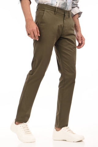 Olive Green Slim Fit Cotton Chinos - model_poseposition_of_shirtporduct_type