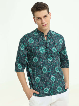 Peacock Glimmer Drop Shoulder Kurta - model_poseposition_of_shirtporduct_type