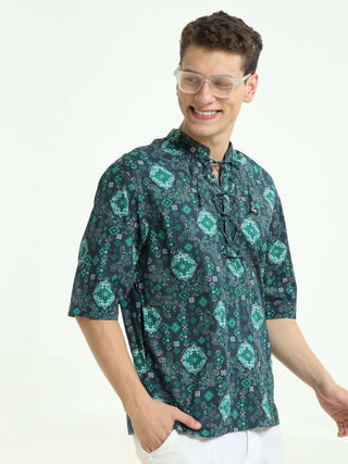 Peacock Glimmer Drop Shoulder Kurta - model_poseposition_of_shirtporduct_type