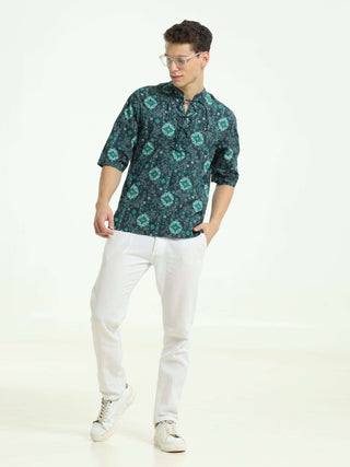 Peacock Glimmer Drop Shoulder Kurta - model_poseposition_of_shirtporduct_type