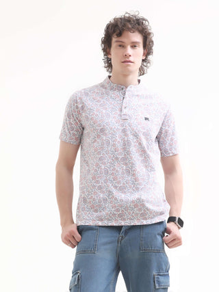 Petal Coral Grey Henley T-shirt - model_poseposition_of_shirtporduct_type