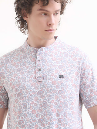 Petal Coral Grey Henley T-shirt - model_poseposition_of_shirtporduct_type