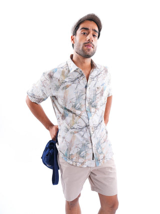 Phantom Green Multi - color Iron free Shirt - model_poseposition_of_shirtporduct_type