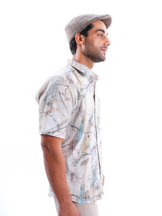 Phantom Green Multi - color Iron free Shirt - model_poseposition_of_shirtporduct_type