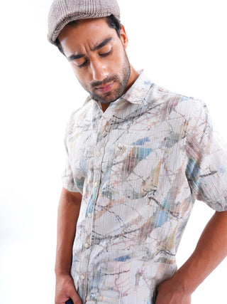 Phantom Green Multi - color Iron free Shirt - model_poseposition_of_shirtporduct_type