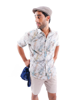 Phantom Green Multi - color Iron free Shirt - model_poseposition_of_shirtporduct_type