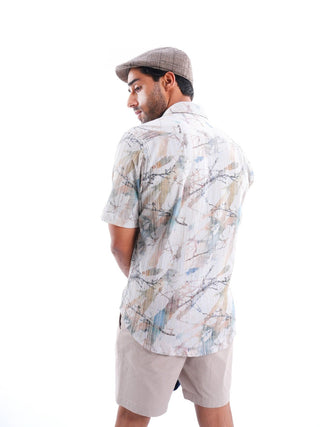 Phantom Green Multi - color Iron free Shirt - model_poseposition_of_shirtporduct_type