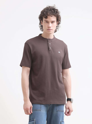 Pinnacle Brown Henley T-shirt - model_poseposition_of_shirtporduct_type