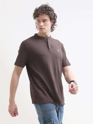 Pinnacle Brown Henley T-shirt - model_poseposition_of_shirtporduct_type