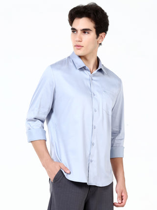 Powder Blue Serene Satin Essential - model_poseposition_of_shirtporduct_type