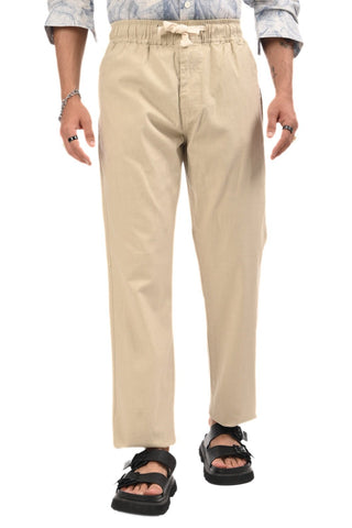 Pristine Cream Linen Blend Straight Fit Trousers - model_poseposition_of_shirtporduct_type