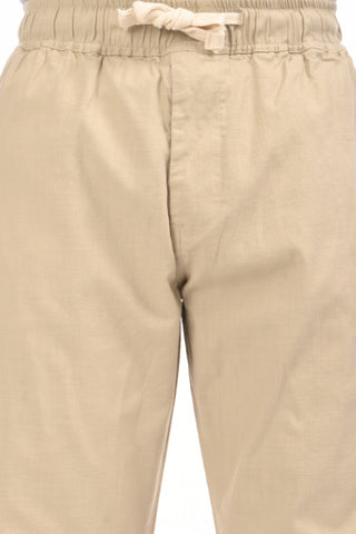Pristine Cream Linen Blend Straight Fit Trousers - model_poseposition_of_shirtporduct_type