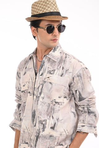 Quite Silver Pure Cotton Zipper Shirt - model_poseposition_of_shirtporduct_type