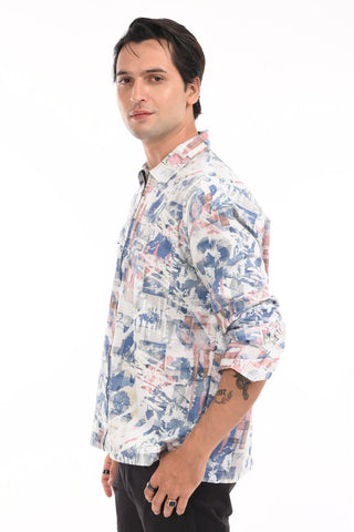 Real Blue Zipper Casual Shirt - model_poseposition_of_shirtporduct_type