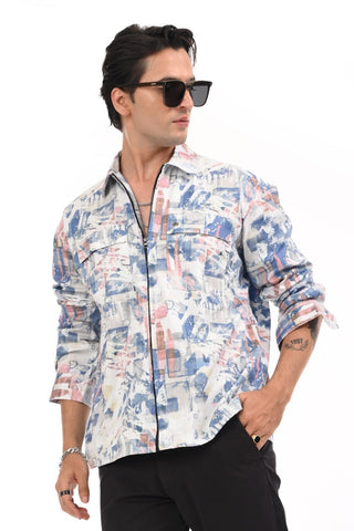 Real Blue Zipper Casual Shirt - model_poseposition_of_shirtporduct_type