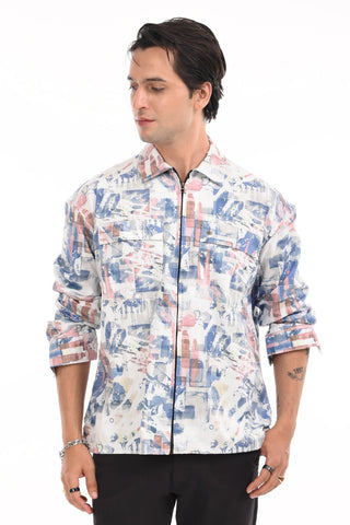 Real Blue Zipper Casual Shirt - model_poseposition_of_shirtporduct_type