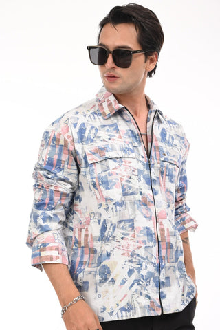 Real Blue Zipper Casual Shirt - model_poseposition_of_shirtporduct_type