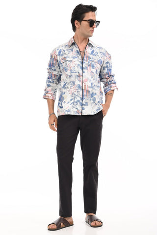 Real Blue Zipper Casual Shirt - model_poseposition_of_shirtporduct_type