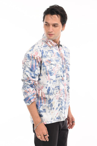 Real Blue Zipper Casual Shirt - model_poseposition_of_shirtporduct_type