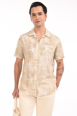 Rich Gold Printed Kurta Style Shirt - model_poseposition_of_shirtporduct_type