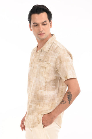 Rich Gold Printed Kurta Style Shirt - model_poseposition_of_shirtporduct_type