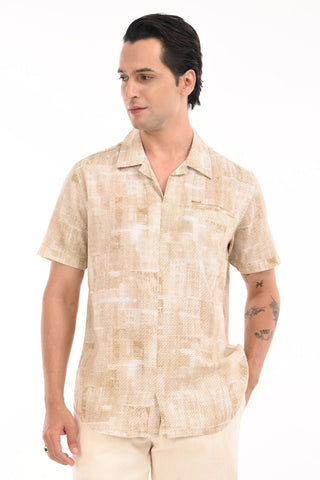 Rich Gold Printed Kurta Style Shirt - model_poseposition_of_shirtporduct_type