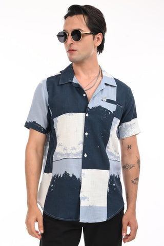 Royal Blue Digital Printed Casual Shirt - model_poseposition_of_shirtporduct_type