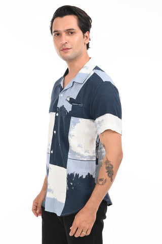 Royal Blue Digital Printed Casual Shirt - model_poseposition_of_shirtporduct_type