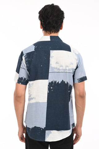 Royal Blue Digital Printed Casual Shirt - model_poseposition_of_shirtporduct_type