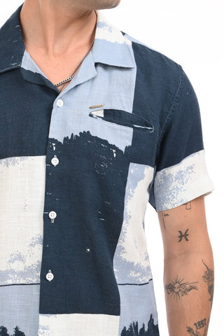 Royal Blue Digital Printed Casual Shirt - model_poseposition_of_shirtporduct_type