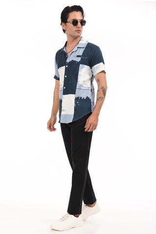 Royal Blue Digital Printed Casual Shirt - model_poseposition_of_shirtporduct_type