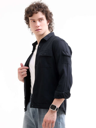 Rubans Black Denim Overshirt - model_poseposition_of_shirtporduct_type