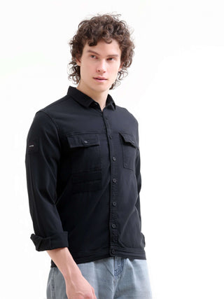 Rubans Black Denim Overshirt - model_poseposition_of_shirtporduct_type