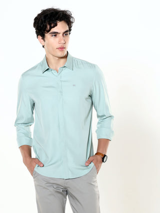 Sage Green Seamless Solid Shirt - model_poseposition_of_shirtporduct_type
