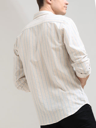 Sailor's Mist Off - White Striped Casual Shirt - model_poseposition_of_shirtporduct_type