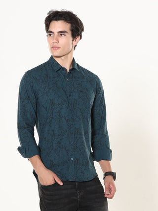 Sapphire Blue Printed Casual Shirt - model_poseposition_of_shirtporduct_type