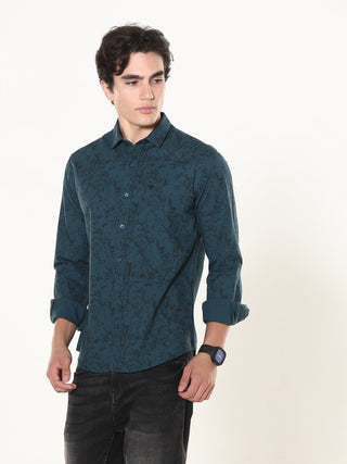 Sapphire Blue Printed Casual Shirt - model_poseposition_of_shirtporduct_type