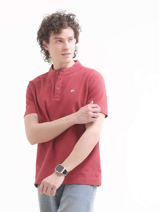 Scarlet Red Henley T-shirt - model_poseposition_of_shirtporduct_type
